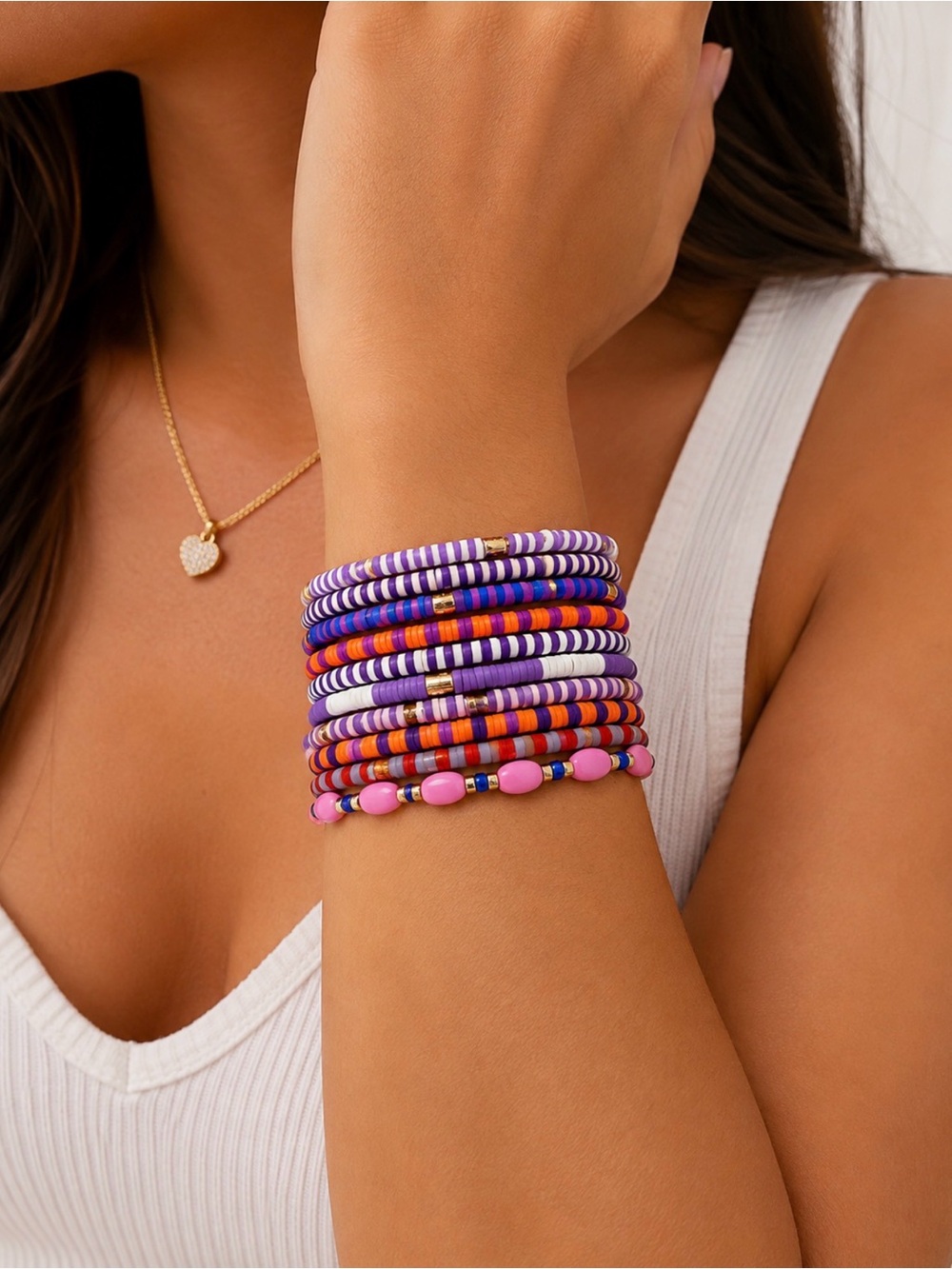 Roxanne Assoulin Purple Stretch Therapy Bracelet Set of 10 NEW